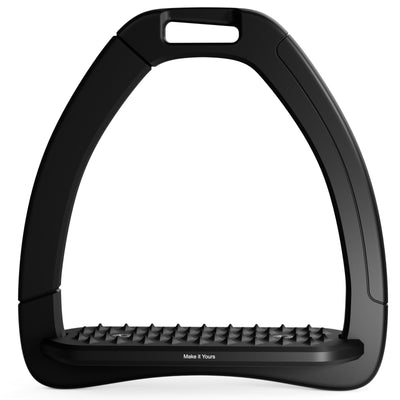 Engraving "Make it Yours" on the safety stirrups Ophena A Black